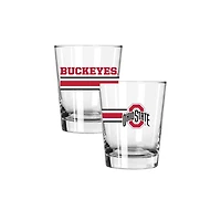 The Memory Company Ohio State Buckeyes Two-Piece 15oz. Big Stripes Double Old Fashioned Glass Set