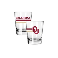 The Memory Company Oklahoma Sooners Two-Piece 15oz. Big Stripes Double Old Fashioned Glass Set