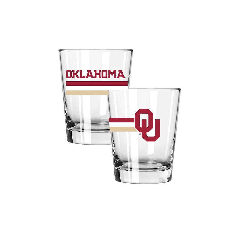 The Memory Company Oklahoma Sooners Two-Piece 15oz. Big Stripes Double Old Fashioned Glass Set