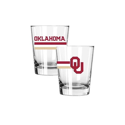 The Memory Company Oklahoma Sooners Two-Piece 15oz. Big Stripes Double Old Fashioned Glass Set