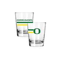 The Memory Company Oregon Ducks Two-Piece 15oz. Big Stripes Double Old Fashioned Glass Set