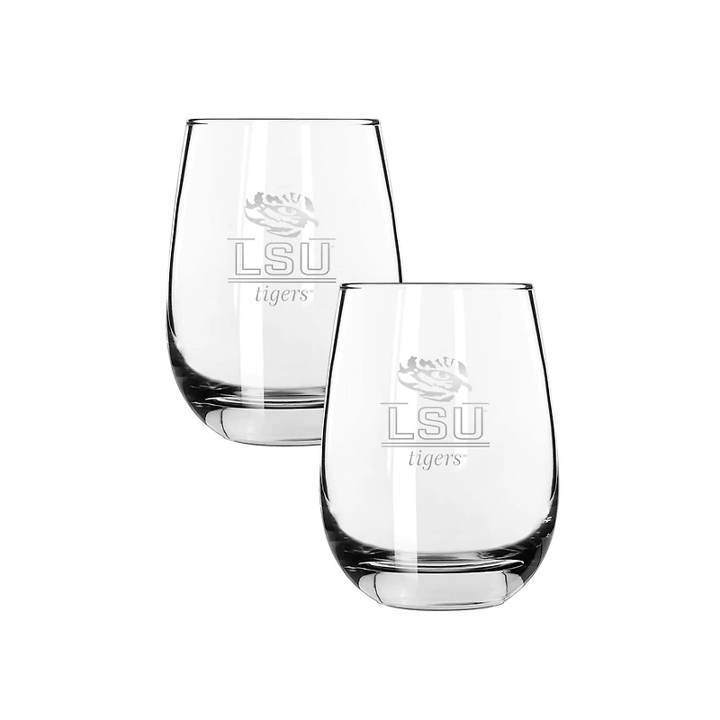 The Memory Company LSU Tigers Two-Piece 15oz. Classic Crew Stemless Wine Glass Set
