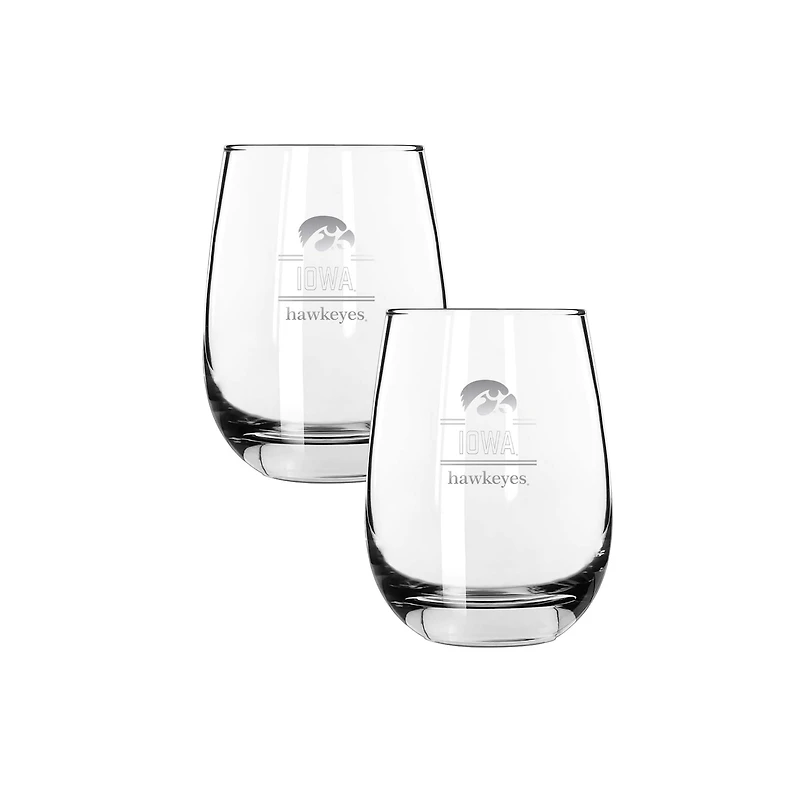 The Memory Company Iowa Hawkeyes Two-Piece 15oz. Classic Crew Stemless Wine Glass Set