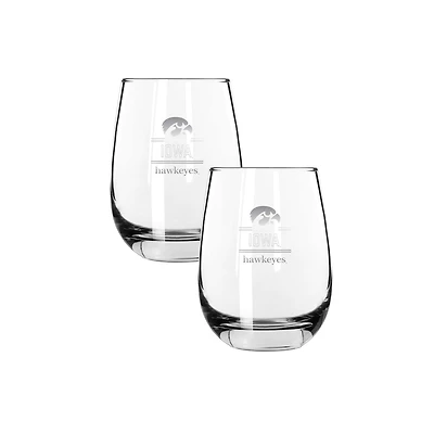 The Memory Company Iowa Hawkeyes Two-Piece 15oz. Classic Crew Stemless Wine Glass Set
