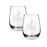 The Memory Company Alabama Crimson Tide Two-Piece 15oz. Classic Crew Stemless Wine Glass Set
