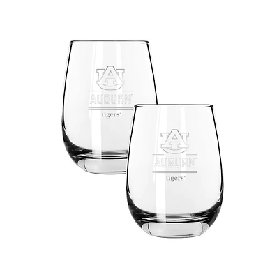 The Memory Company Auburn Tigers Two-Piece 15oz. Classic Crew Stemless Wine Glass Set