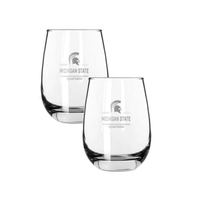 The Memory Company Michigan State Spartans Two-Piece 15oz. Classic Crew Stemless Wine Glass Set