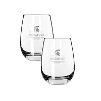 The Memory Company Michigan State Spartans Two-Piece 15oz. Classic Crew Stemless Wine Glass Set