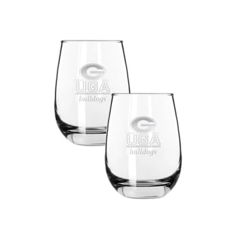 The Memory Company Georgia Bulldogs Two-Piece 15oz. Classic Crew Stemless Wine Glass Set