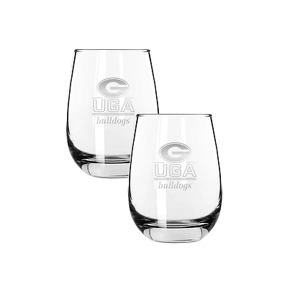 The Memory Company Georgia Bulldogs Two-Piece 15oz. Classic Crew Stemless Wine Glass Set