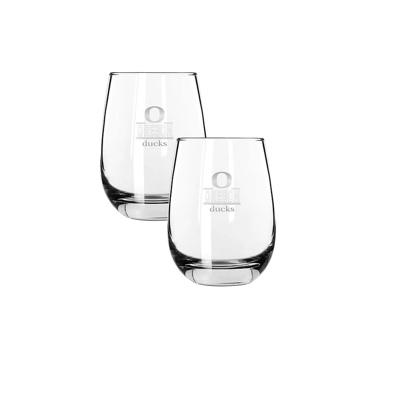 The Memory Company Oregon Ducks Two-Piece 15oz. Classic Crew Stemless Wine Glass Set