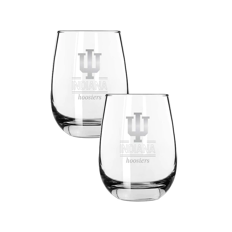 The Memory Company Indiana Hoosiers Two-Piece 15oz. Classic Crew Stemless Wine Glass Set