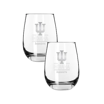 The Memory Company Indiana Hoosiers Two-Piece 15oz. Classic Crew Stemless Wine Glass Set