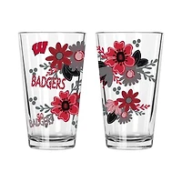 The Memory Company Wisconsin Badgers Two-Piece 16oz. Flowers Pint Glass Set