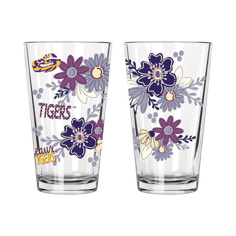 The Memory Company LSU Tigers Two-Piece 16oz. Flowers Pint Glass Set