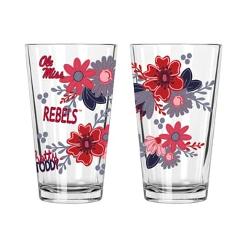 The Memory Company Ole Miss Rebels Two-Piece 16oz. Flowers Pint Glass Set