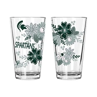 The Memory Company Michigan State Spartans Two-Piece 16oz. Flowers Pint Glass Set