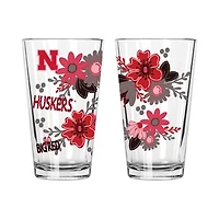 The Memory Company Nebraska Huskers Two-Piece 16oz. Flowers Pint Glass Set