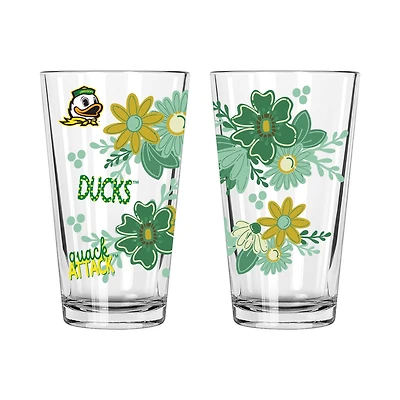 The Memory Company Oregon Ducks Two-Piece 16oz. Flowers Pint Glass Set