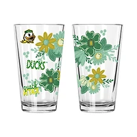 The Memory Company Oregon Ducks Two-Piece 16oz. Flowers Pint Glass Set