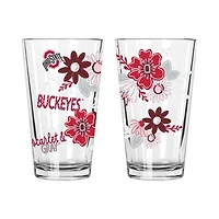 The Memory Company Ohio State Buckeyes Two-Piece 16oz. Flowers Pint Glass Set