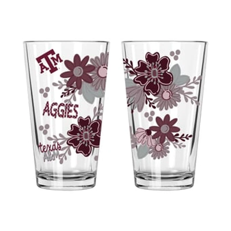 The Memory Company Texas A&M Aggies Two-Piece 16oz. Flowers Pint Glass Set