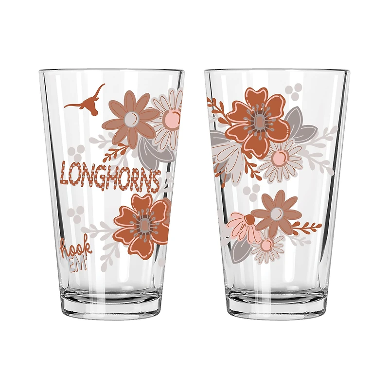 The Memory Company Texas Longhorns Two-Piece 16oz. Flowers Pint Glass Set