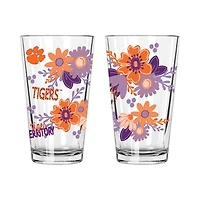 The Memory Company Clemson Tigers Two-Piece 16oz. Flowers Pint Glass Set