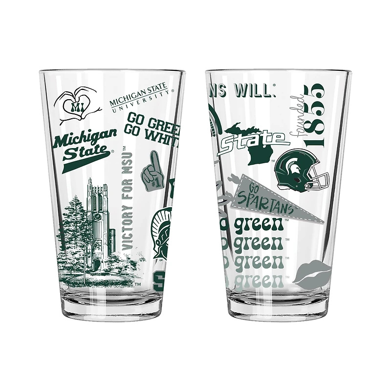 The Memory Company Michigan State Spartans Two-Piece 16oz. Loco Pint Glass Set