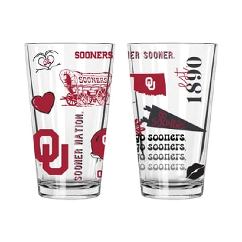 The Memory Company Oklahoma Sooners Two-Piece 16oz. Loco Pint Glass Set