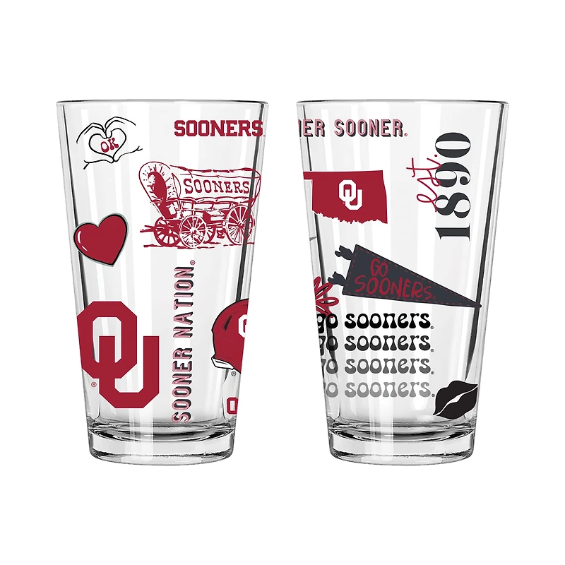 The Memory Company Oklahoma Sooners Two-Piece 16oz. Loco Pint Glass Set