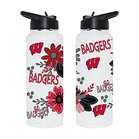 The Memory Company Wisconsin Badgers 34oz. Flowers Stainless Steel Quencher Bottle