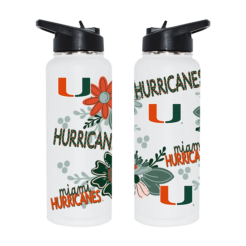 The Memory Company Miami Hurricanes 34oz. Flowers Stainless Steel Quencher Bottle