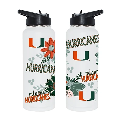 The Memory Company Miami Hurricanes 34oz. Flowers Stainless Steel Quencher Bottle