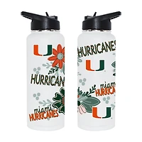 The Memory Company Miami Hurricanes 34oz. Flowers Stainless Steel Quencher Bottle