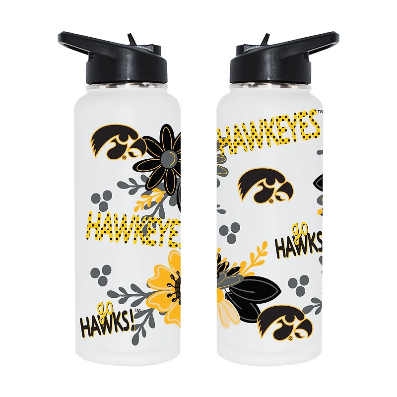 The Memory Company Iowa Hawkeyes 34oz. Flowers Stainless Steel Quencher Bottle