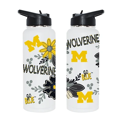 The Memory Company Michigan Wolverines 34oz. Flowers Stainless Steel Quencher Bottle