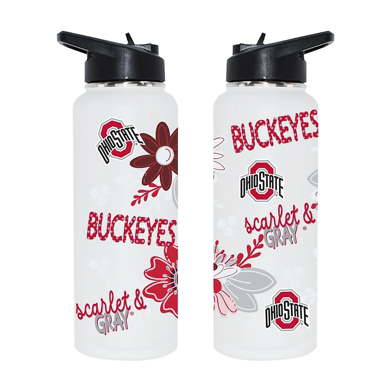 The Memory Company Ohio State Buckeyes 34oz. Flowers Stainless Steel Quencher Bottle
