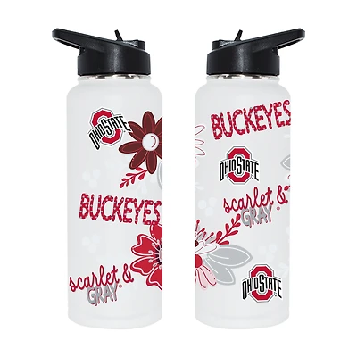 The Memory Company Ohio State Buckeyes 34oz. Flowers Stainless Steel Quencher Bottle