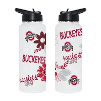 The Memory Company Ohio State Buckeyes 34oz. Flowers Stainless Steel Quencher Bottle