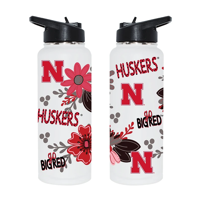 The Memory Company Nebraska Huskers 34oz. Flowers Stainless Steel Quencher Bottle