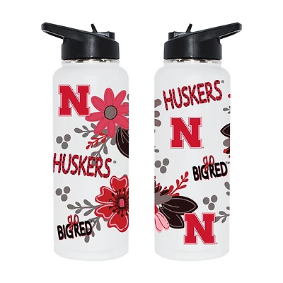 The Memory Company Nebraska Huskers 34oz. Flowers Stainless Steel Quencher Bottle