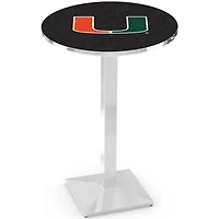 Miami Hurricanes 36" Square Base Chrome Pub Table