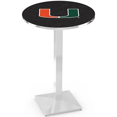 Miami Hurricanes 36" Square Base Chrome Pub Table