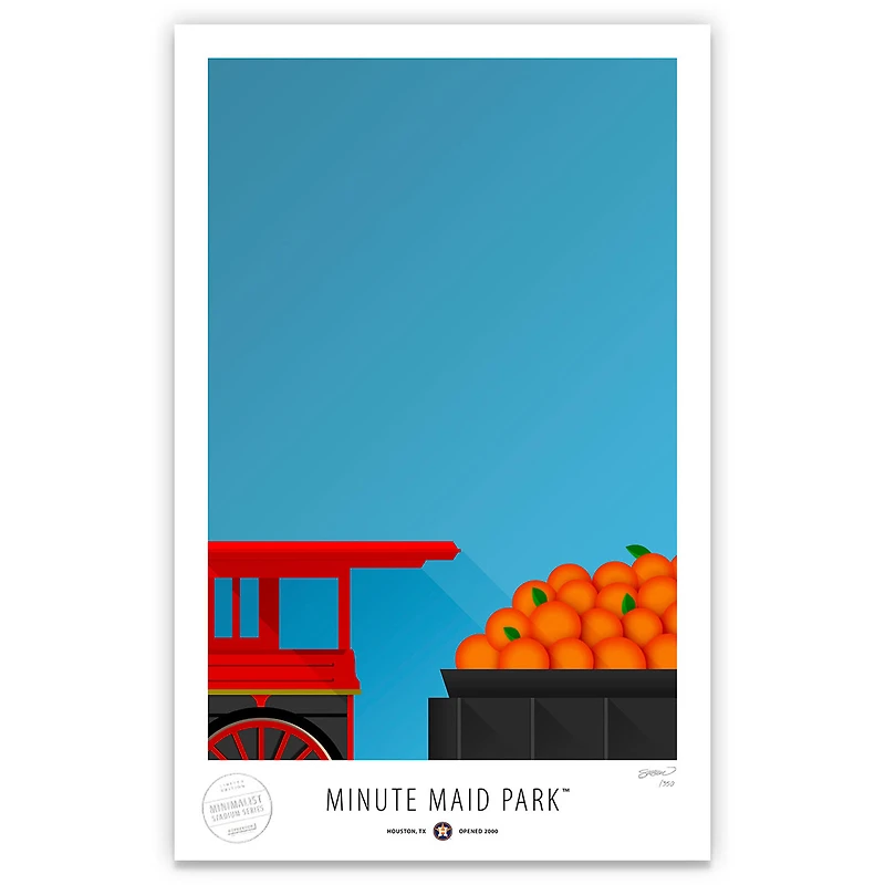 Houston Astros 17" x 26" Minute Maid Park Orange Train Minimalist Art Giclee Print