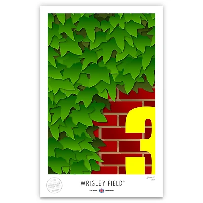 Chicago Cubs 17" x 26" Wrigley Field Ivy Walls Minimalist Art Giclee Print