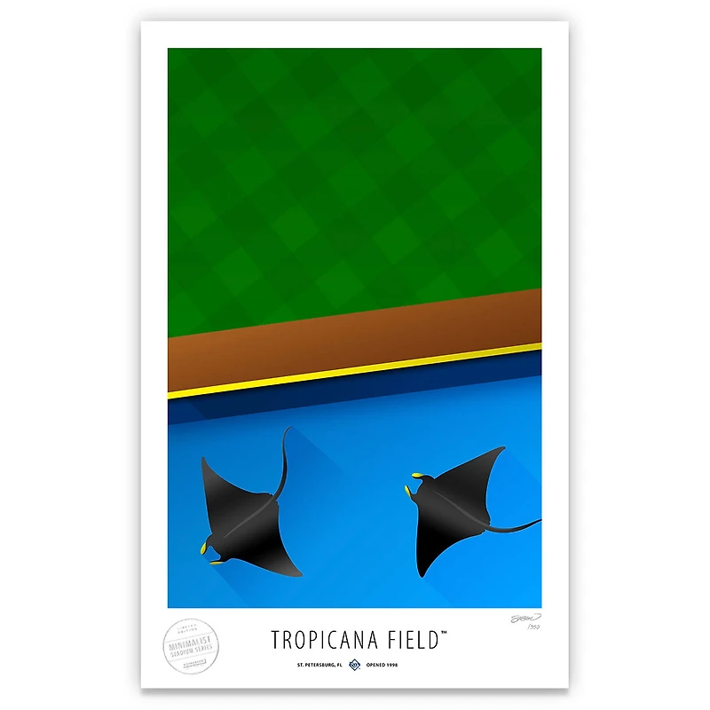 Tampa Bay Rays 17" x 26" Tropicana Field Rays Touch Tank Minimalist Art Giclee Print