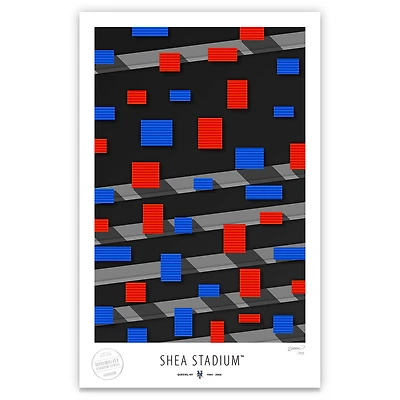 New York Mets 17" x 26" Shea Stadium The Panels Minimalist Art Giclee Print