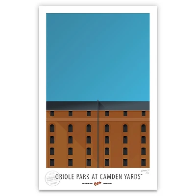 Baltimore Orioles 17" x 26" Camden Yards The Warehouse Minimalist Art Giclee Print
