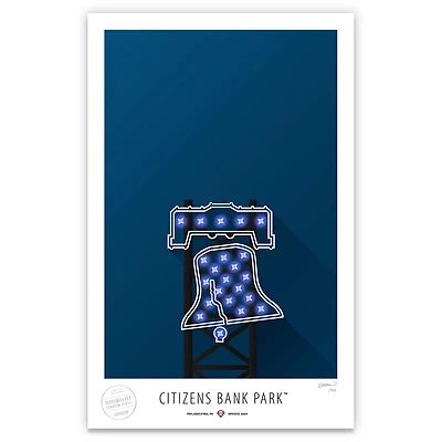 Philadelphia Phillies 17" x 26" Citizens Bank Park Liberty Bell Minimalist Art Giclee Print